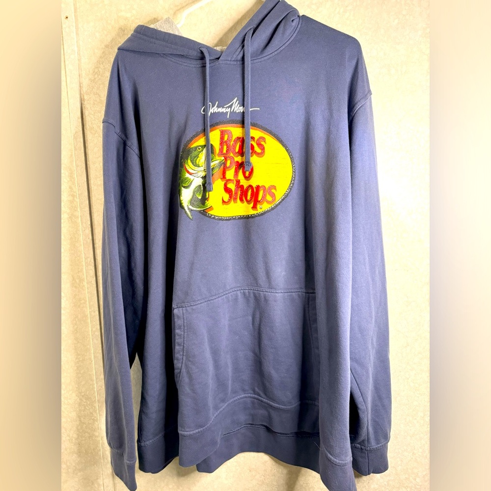 Bass Pro Shops Light Blue 2XL Hoodie Long Hunting Fishing Logo